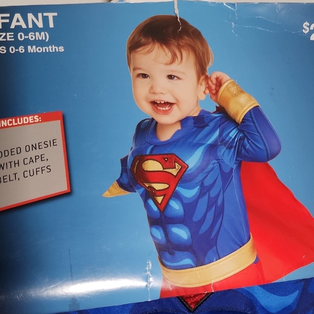 Infant Hero Costume with Cape - Blue, Red, and Gold